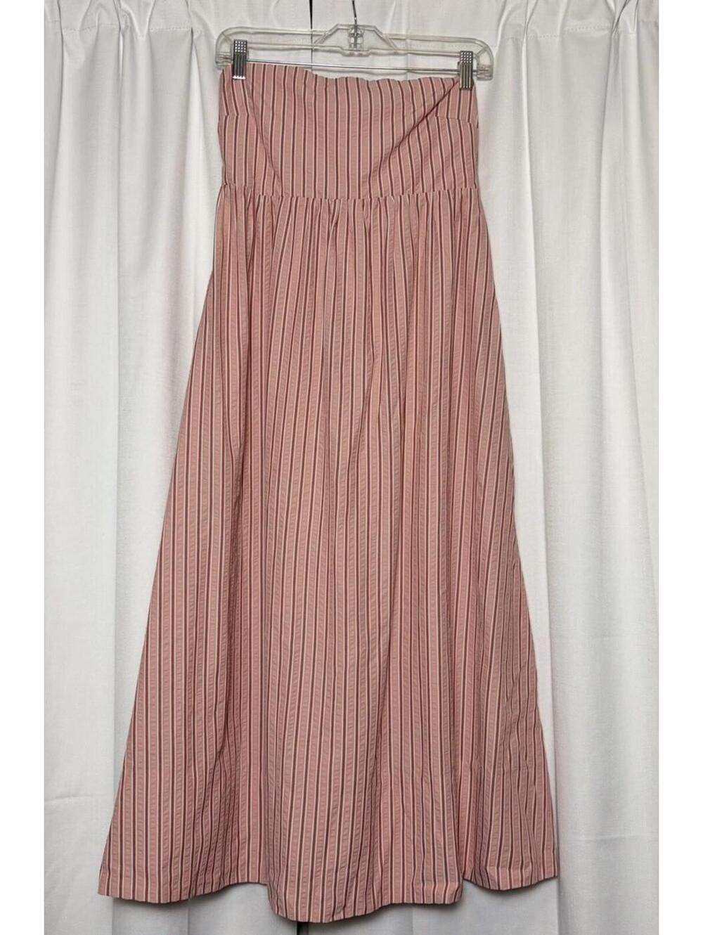 Sundays Pink Stripe Cotton Poplin Tube Top Midi Dress. Size medium. Retail $178
